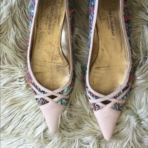 Dolce & Gabbana Tweed Flat Shoes, Size 39